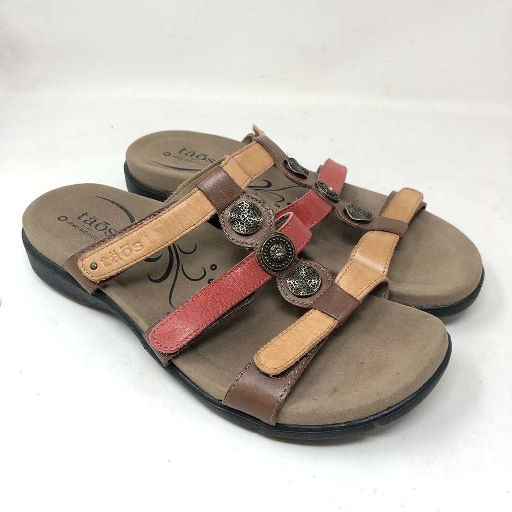 Taos Womens Size 10 Prize Sandals Harvest Multi Leather Strap Medallion